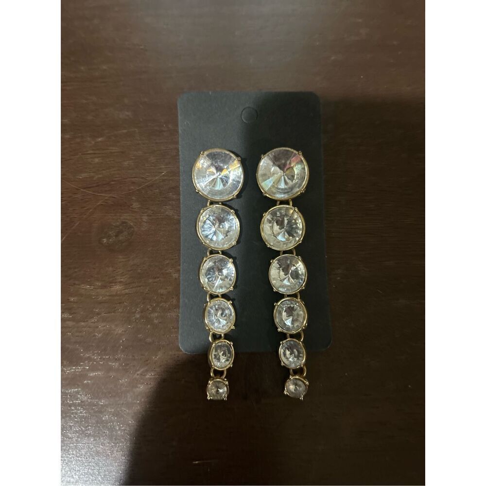 Rhinestone Statement Earring Evening Earrings Dangle Earrings Charter Club State - Picture 2 of 3